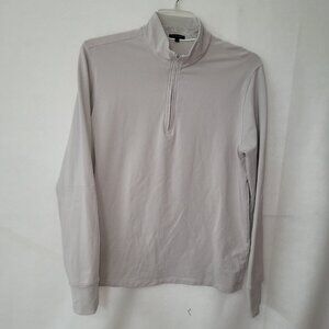 Patrick Assaraf‎ Pullover Mens M Beige 1/4 Zip French Terry Fleece Golf Sweater